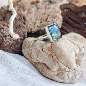 anillo serafinita natural en plata
