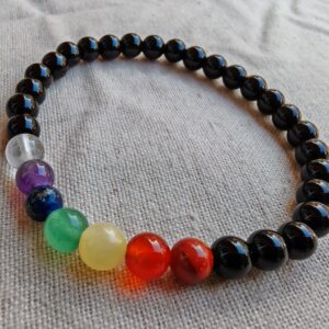 pulsera chakras con obsidiana 6 mm