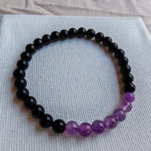 pulsera de obsidiana y amatista natural 6 mm