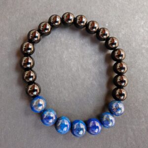 pulsera bola lapislázuli con obsidiana 6mm