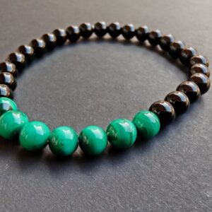 pulsera de malaquita y obsidiana natural 6 mm