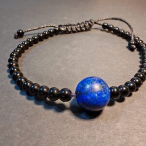 pulsera de obsidiana y lapislázuli natural ajustable